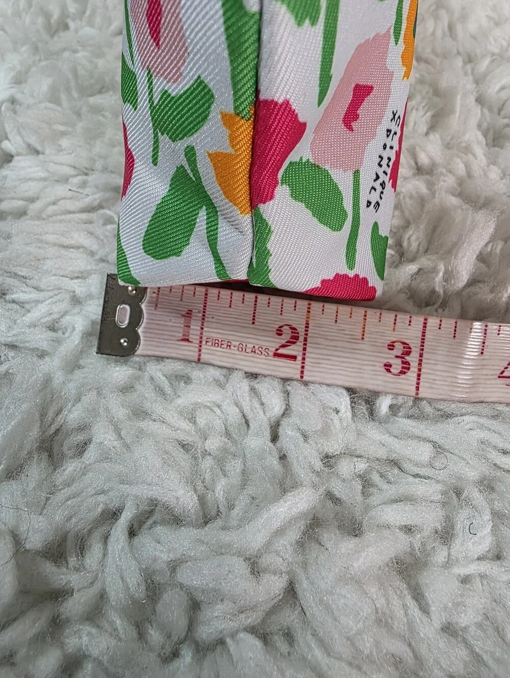 Clinique Floral Cosmetic Bag in White with Pink, Purple & Orange Blooms